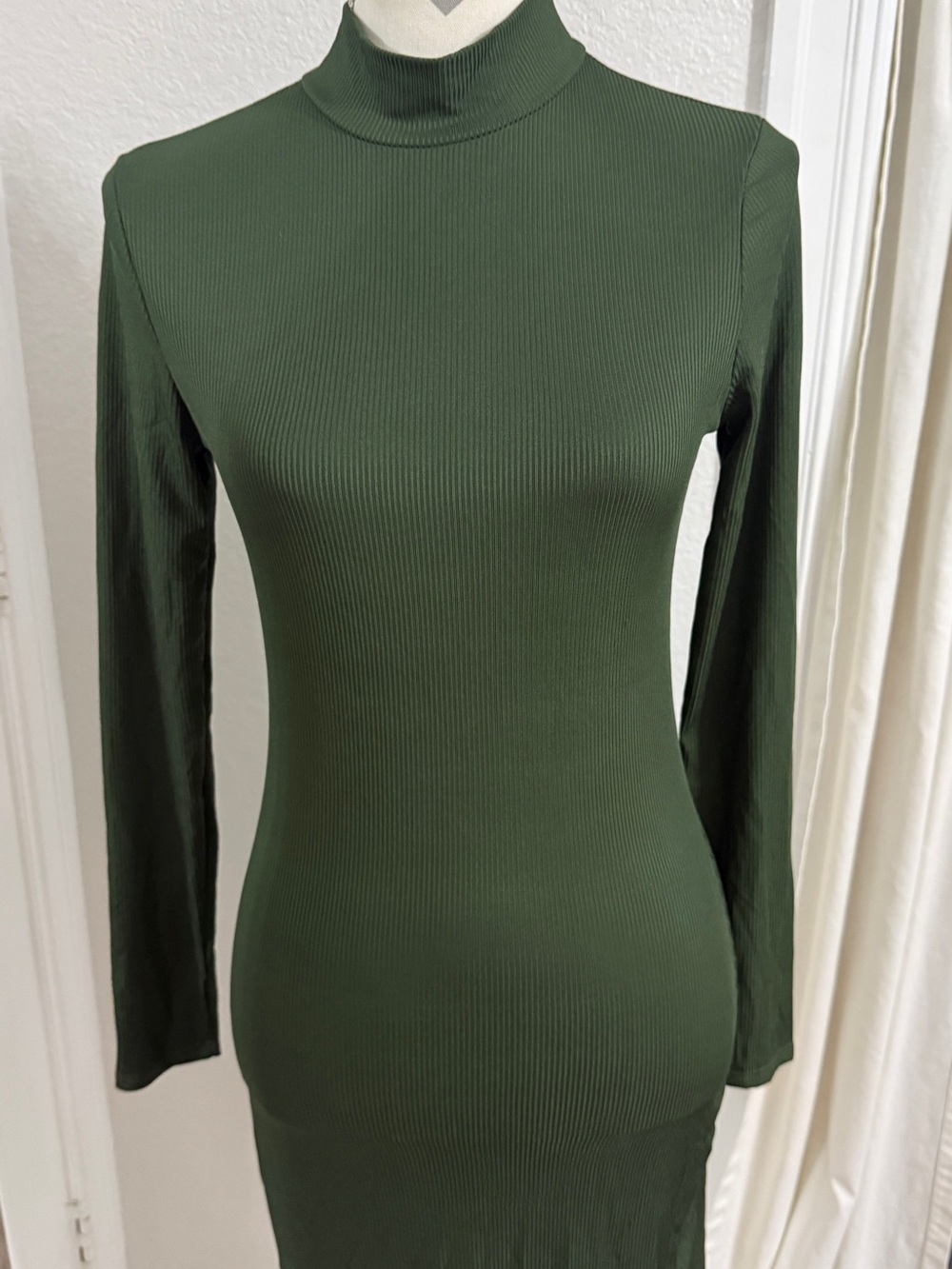 Long Sleeve Turtleneck Maxi Dress in Dark Green